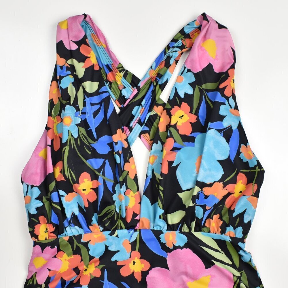 Swim RX Floral Plunge Twist Back One Piece Swimsuit - XL - Picture 3 of 7